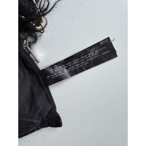 ZARA Black Faux Mongolian Fur Convertible Evening Purse Bag - Picture 14 of 16